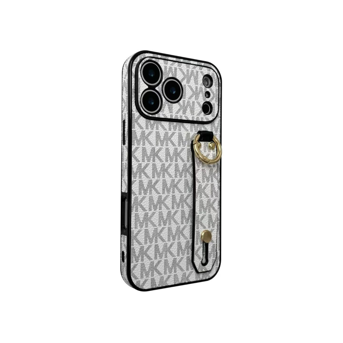 Michael Kors Monogram iPhone Case with Grip Strap & Ring Stand – iPhone 13 to 17 Pro Max