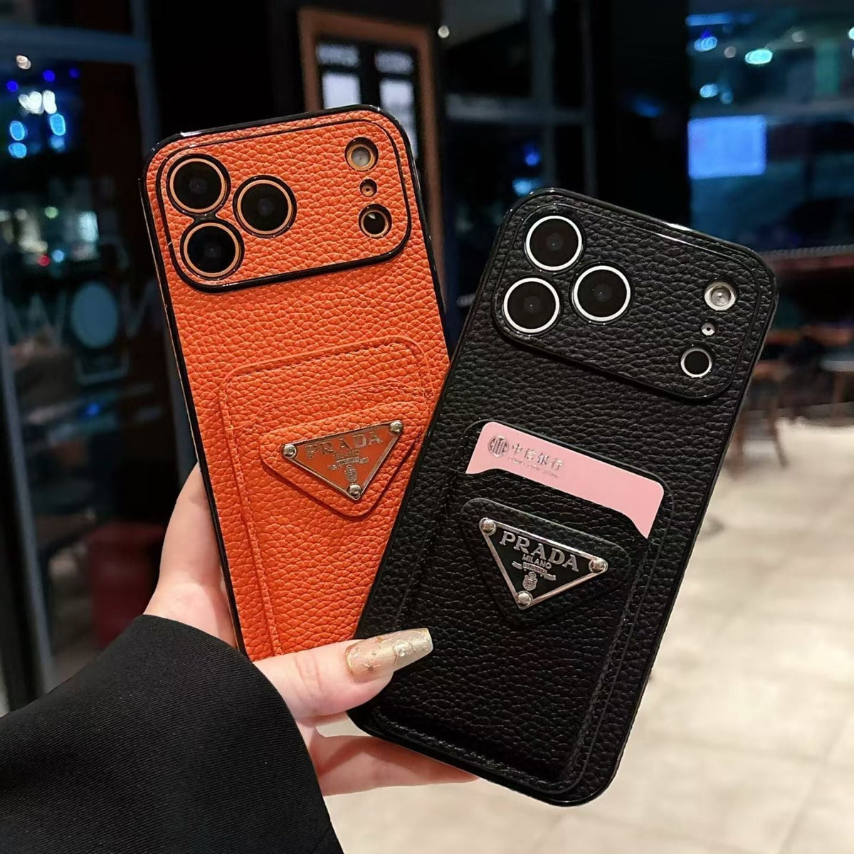 Prada Pebbled Card Holder iPhone Case – iPhone 11 to 18 Pro Max