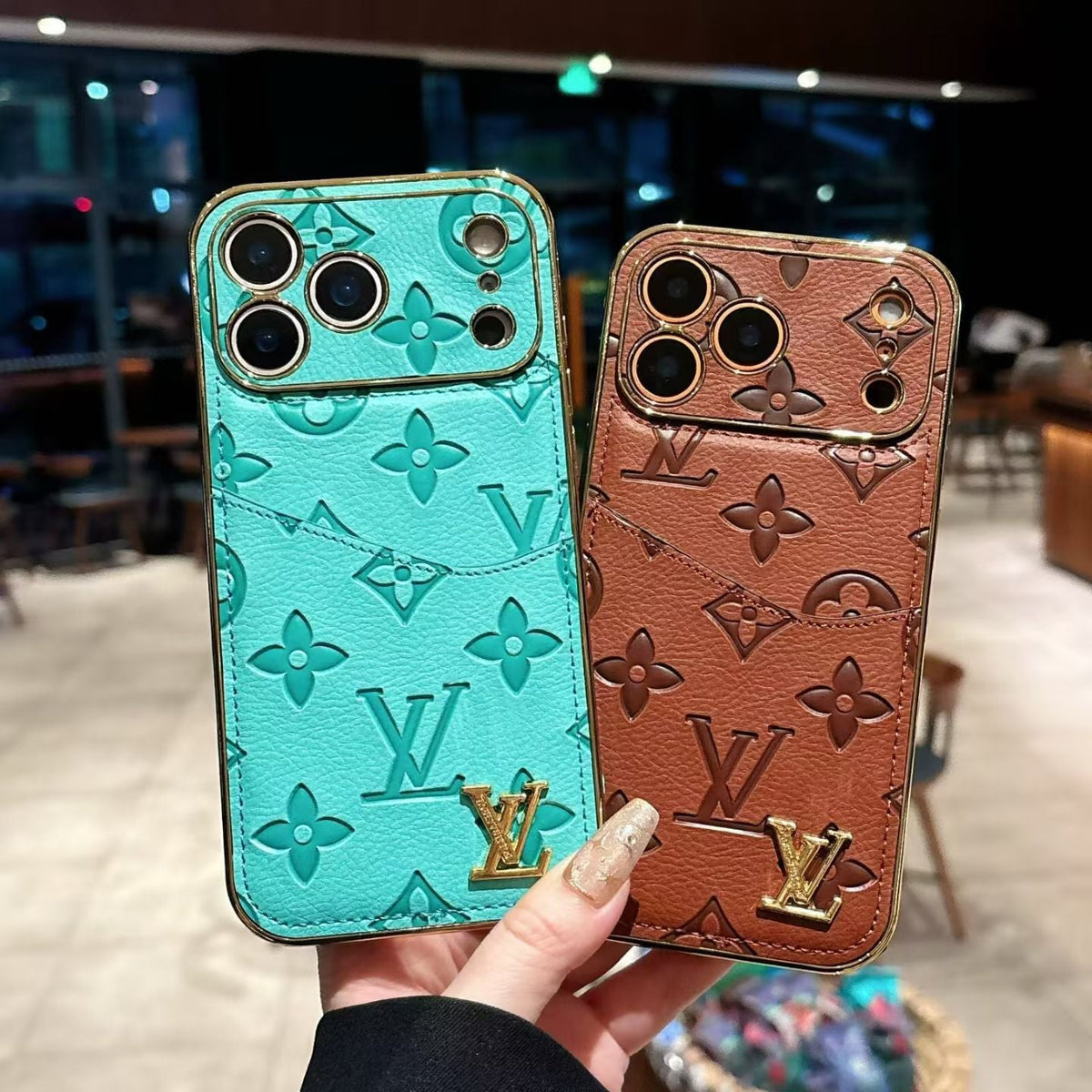 Louis Vuitton Monogram Card Holder iPhone Case with Gold Trim – iPhone 11 to 17 Pro Max