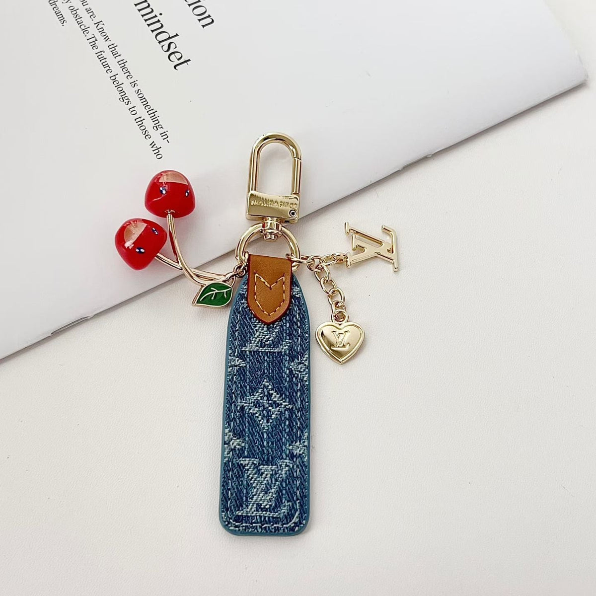 Louis Vuitton Cherry Charm Wristlet Keychain with Gold-Tone Clip