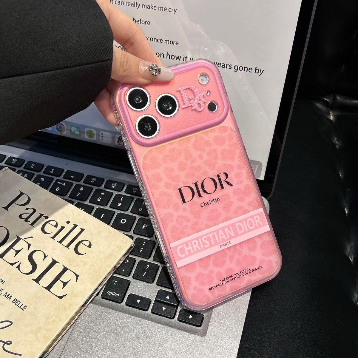 Dior Pink Leopard Print Clear iPhone Case – iPhone 15 to 18 Pro Max