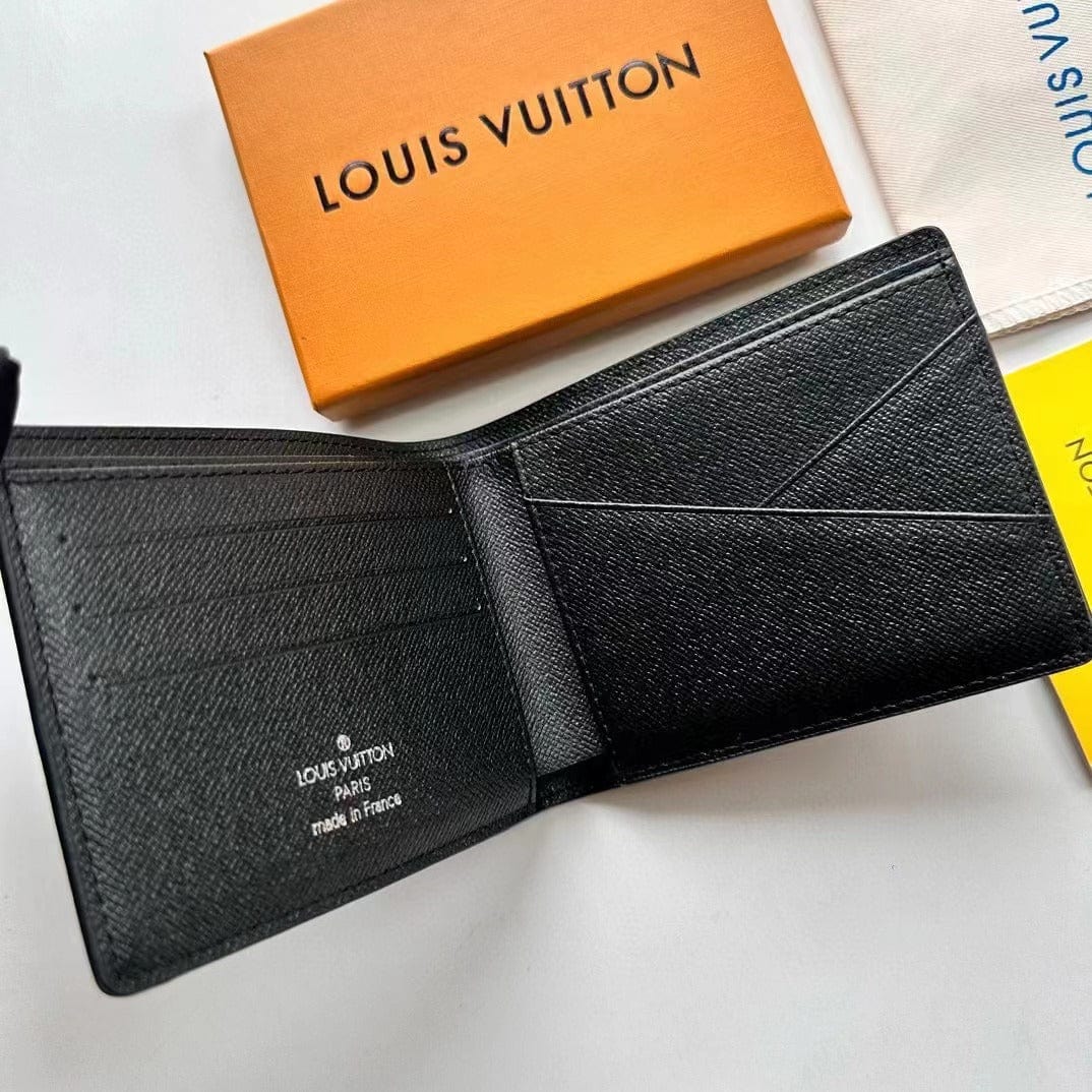 HypedEffects Black Leather louis vuitton Wallet With Gray Monogram (Money Clips)
