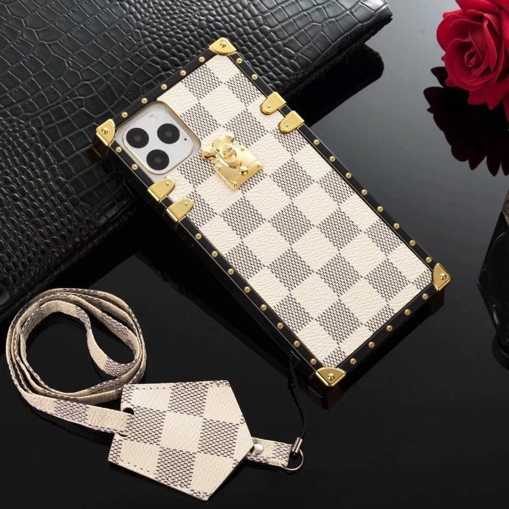 HypedEffects louis vuitton Checkered Trunk-Inspired iPhone Cases with Gold Hardware