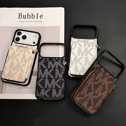 Michael Kors Monogram Zip Wallet iPhone Case – iPhone 12 to 18 Pro Max