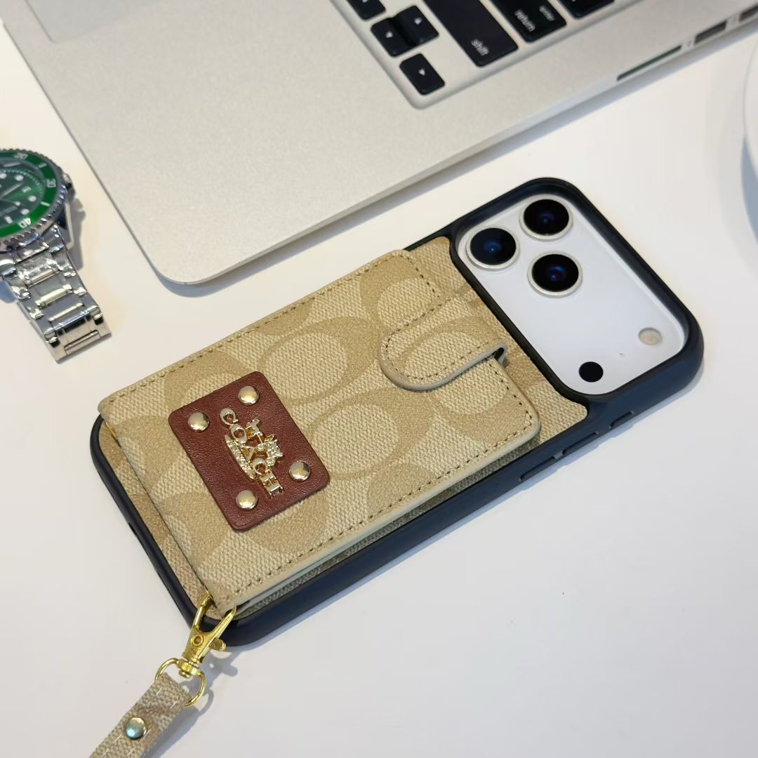 Louis Vuitton & Coach Flip Wallet iPhone Case with Wrist Strap – iPhone 14 to 18 Pro Max
