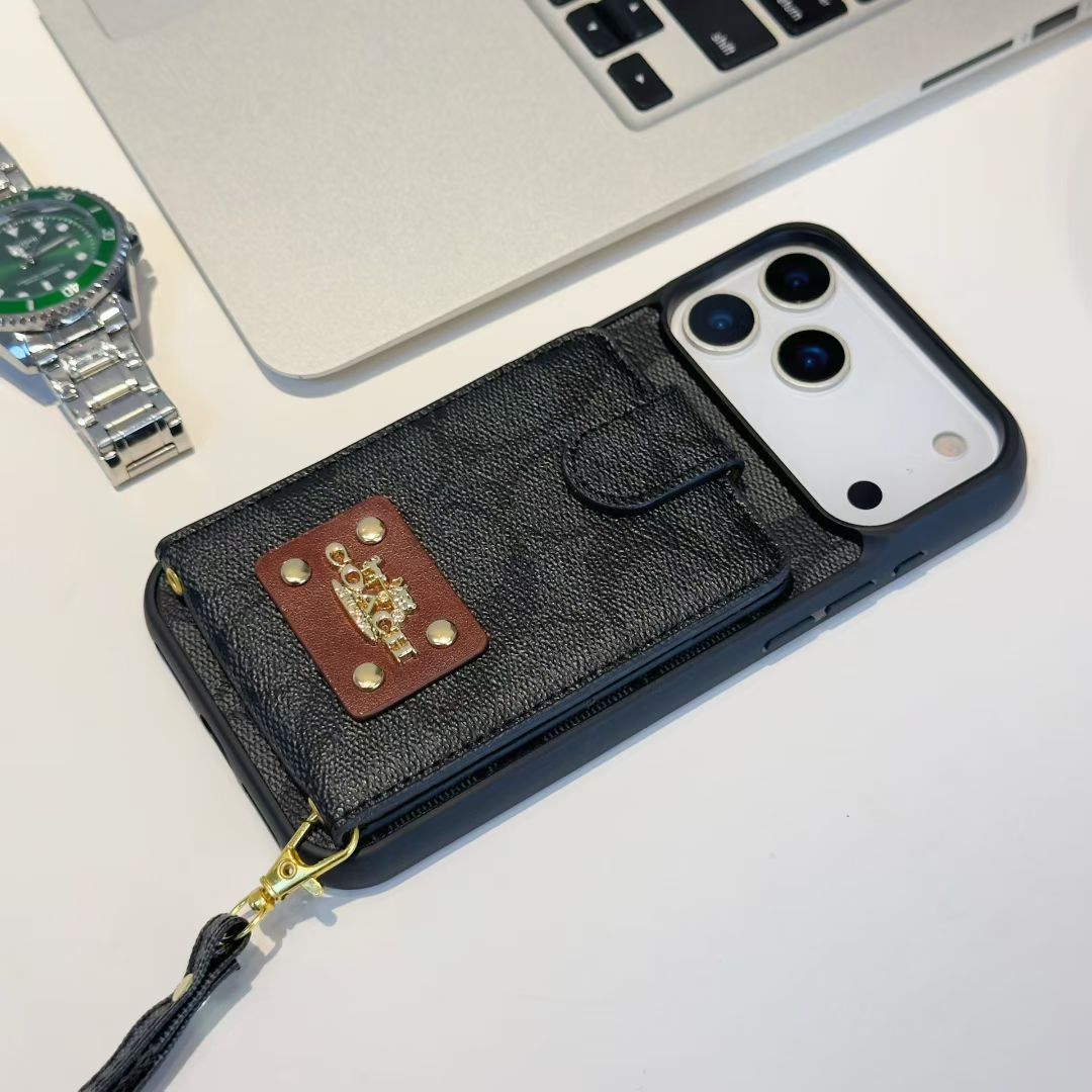 Louis Vuitton & Coach Flip Wallet iPhone Case with Wrist Strap – iPhone 14 to 18 Pro Max