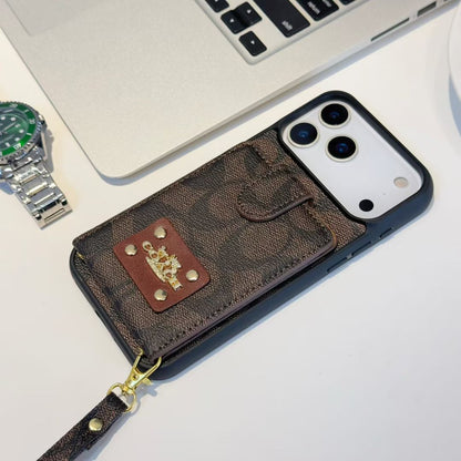 Louis Vuitton & Coach Flip Wallet iPhone Case with Wrist Strap – iPhone 14 to 18 Pro Max