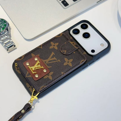 Louis Vuitton & Coach Flip Wallet iPhone Case with Wrist Strap – iPhone 14 to 18 Pro Max