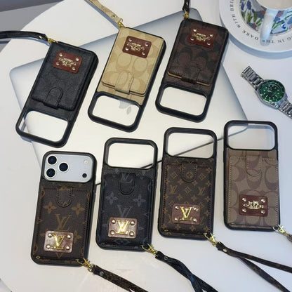 Louis Vuitton & Coach Flip Wallet iPhone Case with Wrist Strap – iPhone 14 to 18 Pro Max