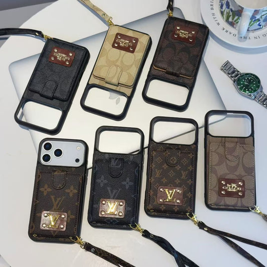 Louis Vuitton & Coach Flip Wallet iPhone Case with Wrist Strap – iPhone 14 to 18 Pro Max