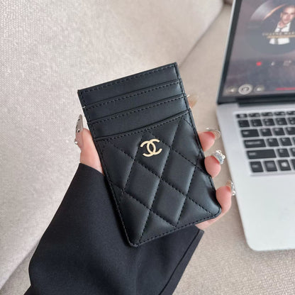 Chanel Quilted Slim Card Holder with Gold CC Logo – Multi-Slot Card Case