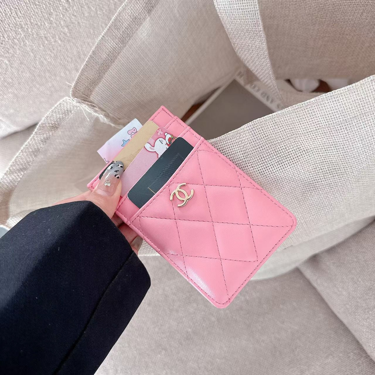 Chanel Quilted Slim Card Holder with Gold CC Logo – Multi-Slot Card Case