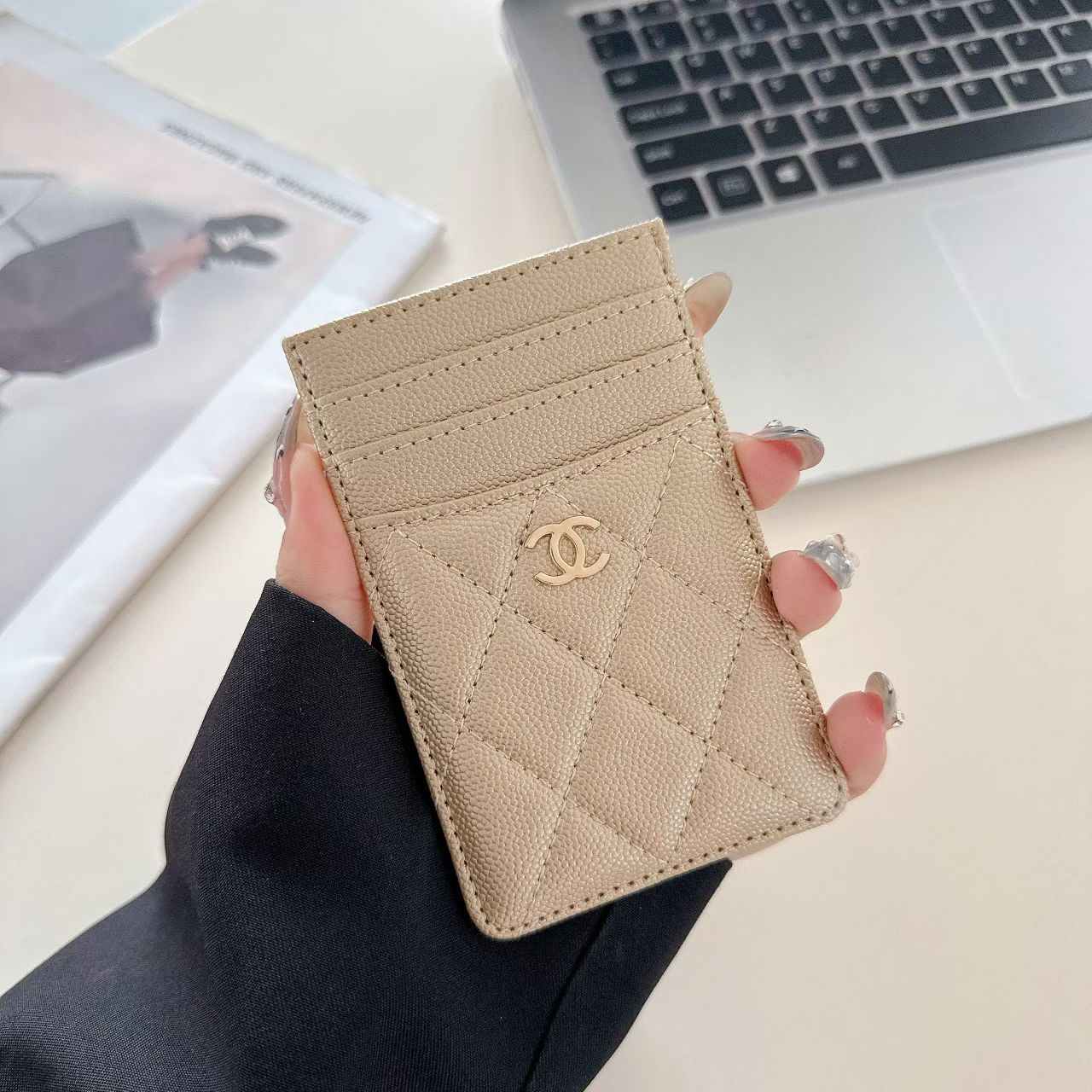 Chanel Quilted Slim Card Holder with Gold CC Logo – Luxury Multi-Slot Card Case