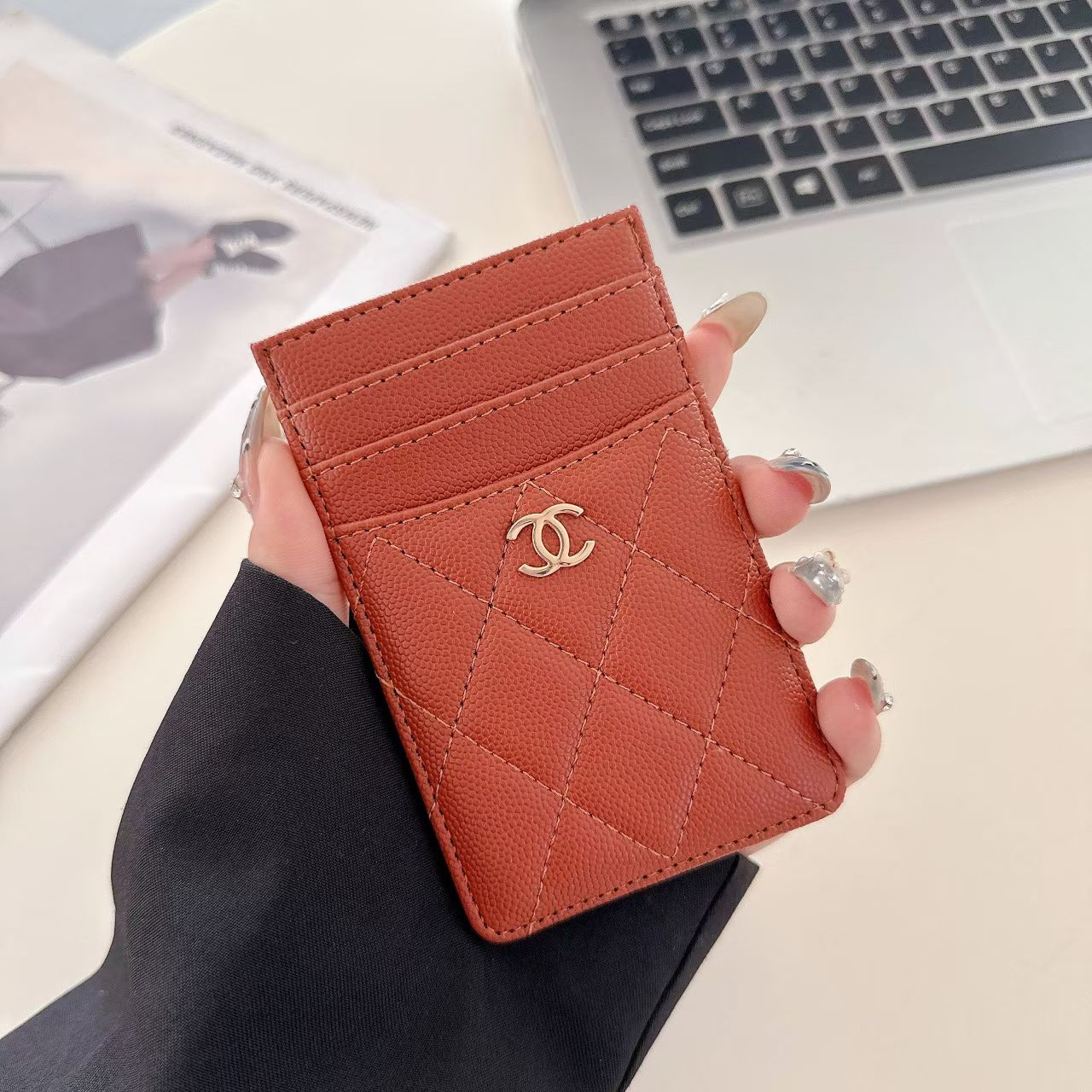 Chanel Quilted Slim Card Holder with Gold CC Logo – Luxury Multi-Slot Card Case