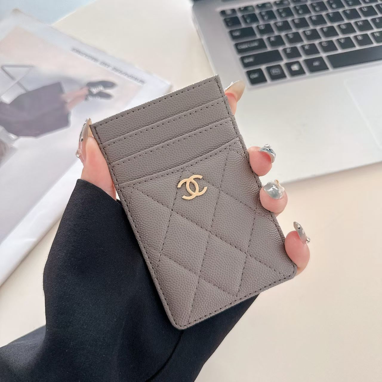 Chanel Quilted Slim Card Holder with Gold CC Logo – Luxury Multi-Slot Card Case