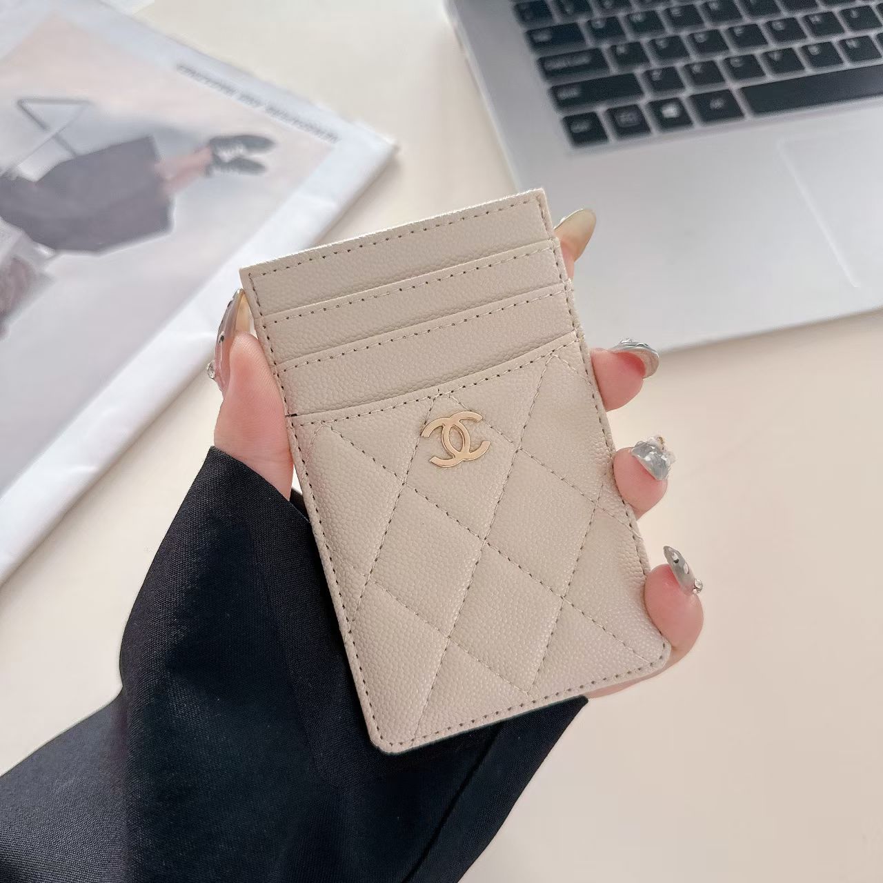 Chanel Quilted Slim Card Holder with Gold CC Logo – Luxury Multi-Slot Card Case