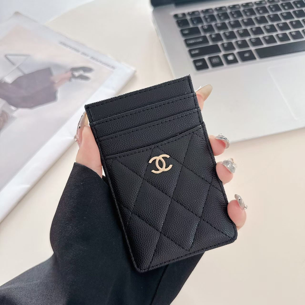 Chanel Quilted Slim Card Holder with Gold CC Logo – Luxury Multi-Slot Card Case