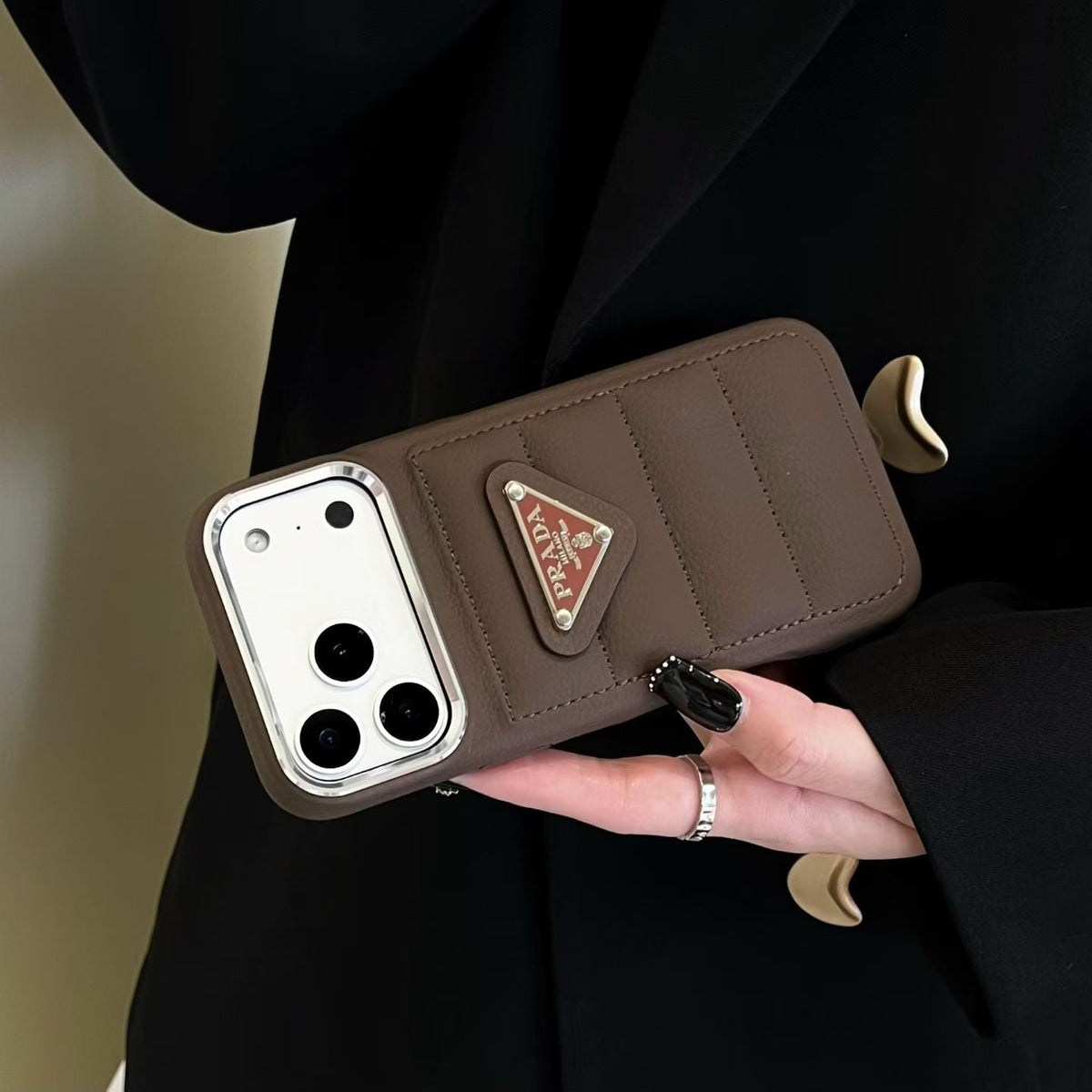 Prada Quilted Padded iPhone Case – Luxury Cover for iPhone 13 to 17 Pro Max