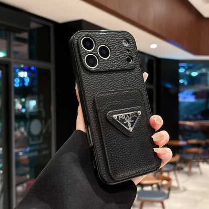 Prada Pebbled Card Holder iPhone Case – iPhone 11 to 17 Pro Max