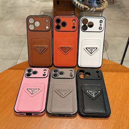 Prada Pebbled Card Holder iPhone Case – iPhone 11 to 17 Pro Max