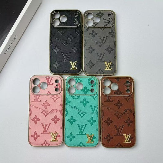 Louis Vuitton Monogram Card Holder iPhone Case with Gold Trim – iPhone 11 to 17 Pro Max