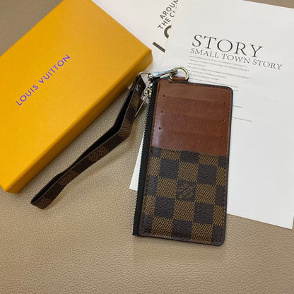 Louis Vuitton & Gucci Monogram Zip Card Holder Wristlet Wallet with Multiple Card Slots