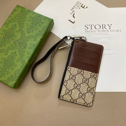 Louis Vuitton & Gucci Monogram Zip Card Holder Wristlet Wallet with Multiple Card Slots