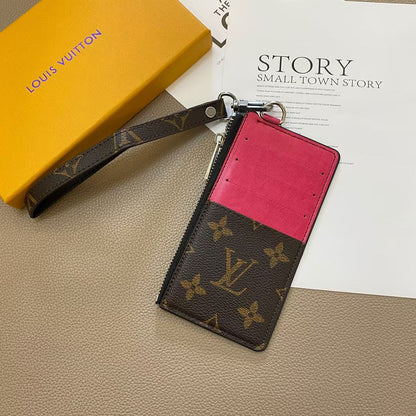 Louis Vuitton & Gucci Monogram Zip Card Holder Wristlet Wallet with Multiple Card Slots