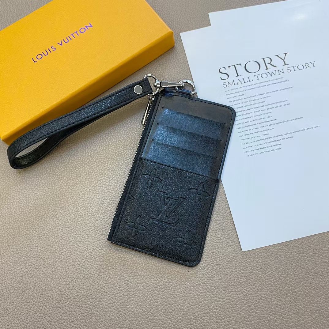 Louis Vuitton & Gucci Monogram Zip Card Holder Wristlet Wallet with Multiple Card Slots