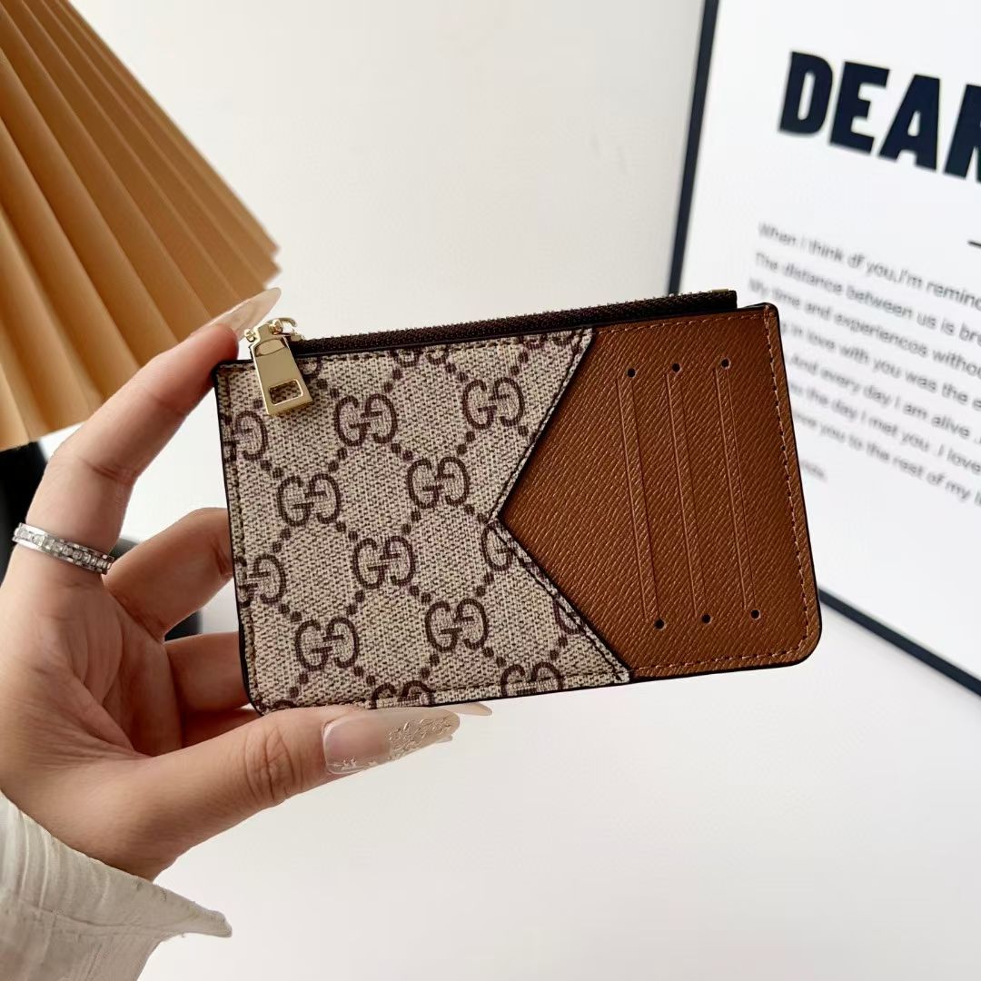 Louis Vuitton, Gucci & Burberry Zip Card Holder with Keyring – Slim Coin Purse Wallet