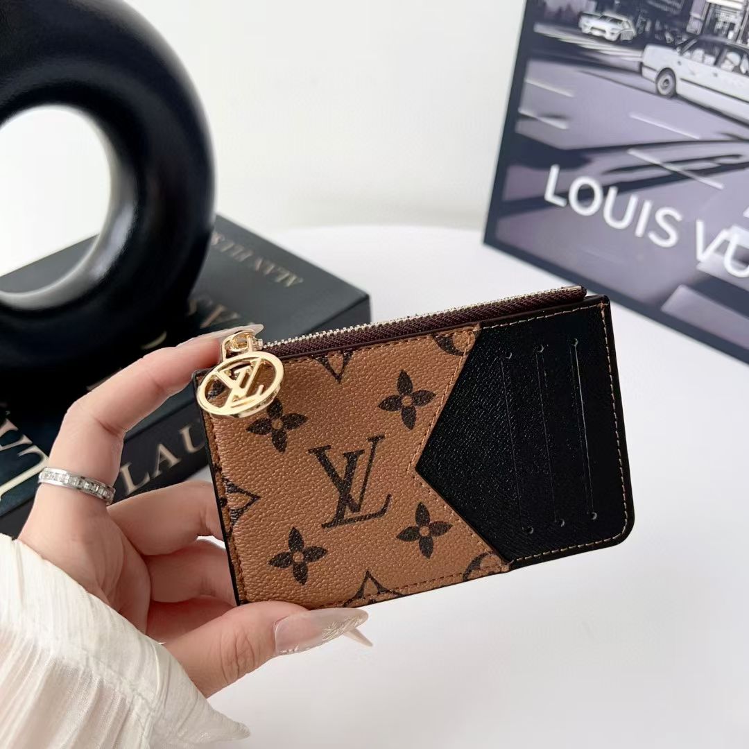 Louis Vuitton, Gucci & Burberry Zip Card Holder with Keyring – Slim Coin Purse Wallet