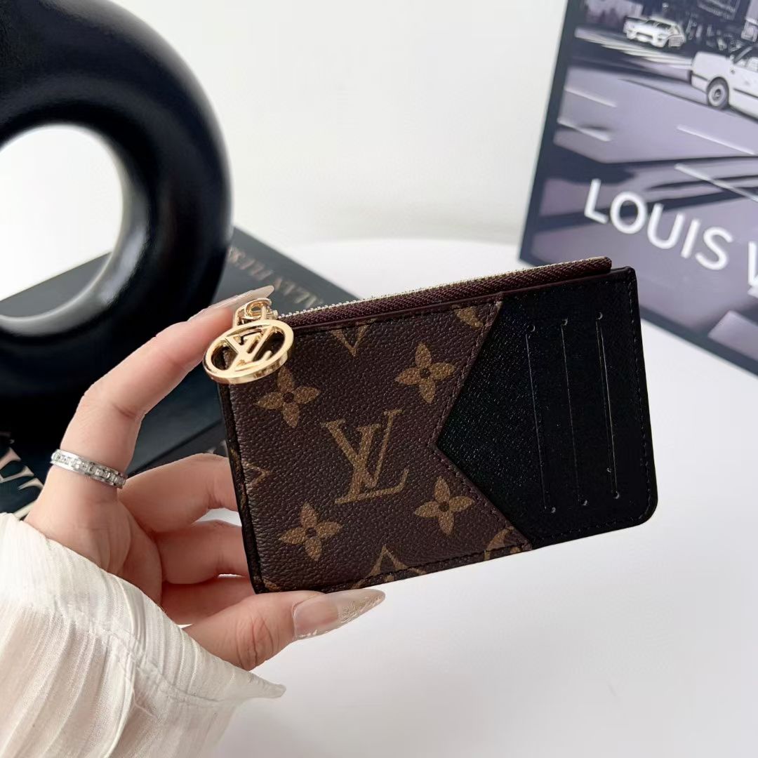 Louis Vuitton, Gucci & Burberry Zip Card Holder with Keyring – Slim Coin Purse Wallet