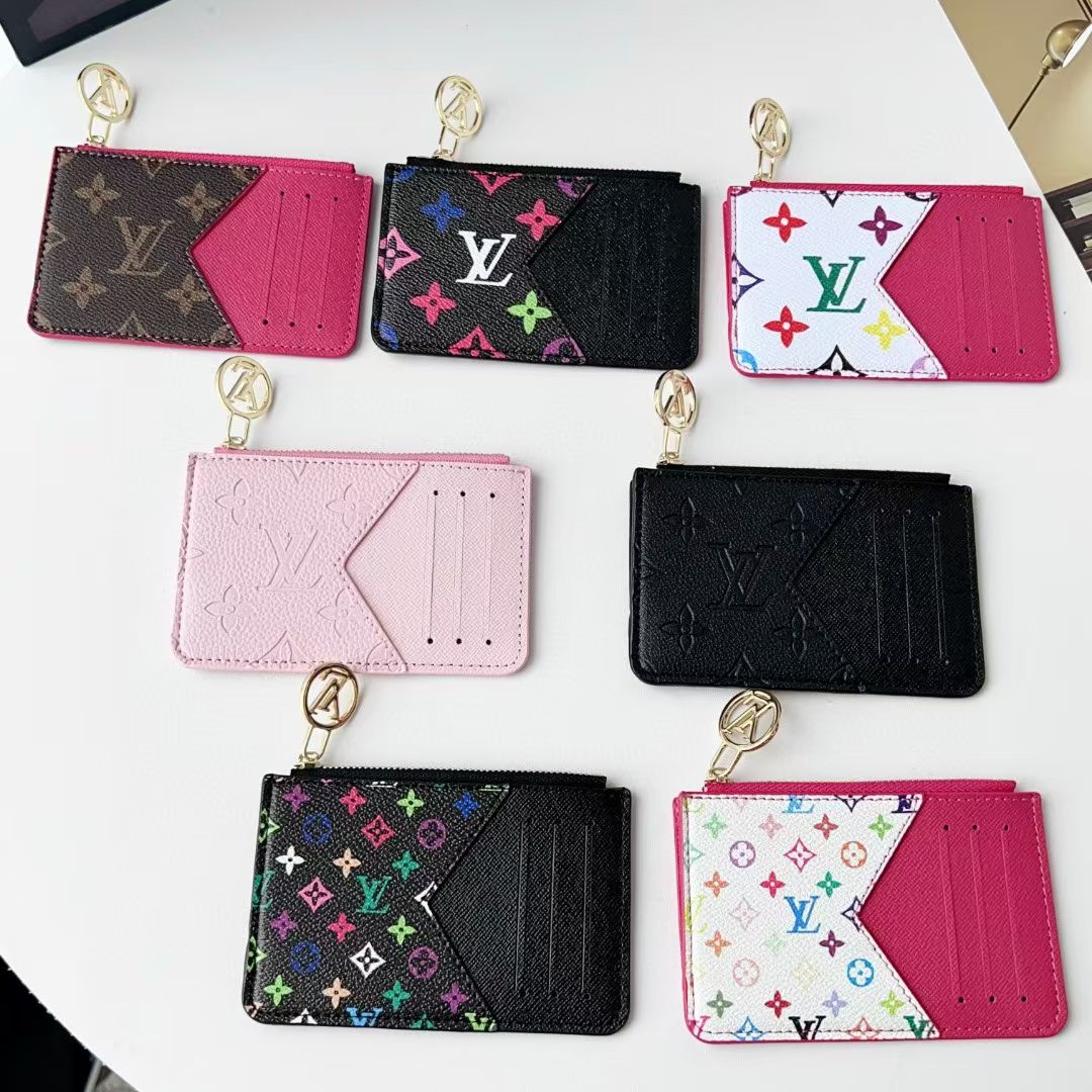 Louis Vuitton, Gucci & Burberry Zip Card Holder with Keyring – Slim Coin Purse Wallet