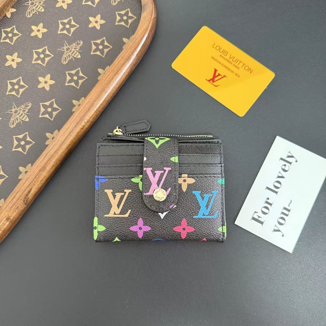 Louis Vuitton Monogram Compact Card Holder Wallet with Zip Coin Pocket