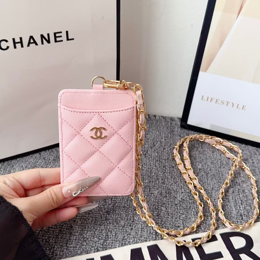 Chanel Quilted Mini Crossbody Card Holder with Chain Strap