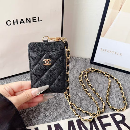 Chanel Quilted Mini Crossbody Card Holder with Chain Strap