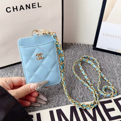 Chanel Quilted Mini Crossbody Card Holder with Chain Strap