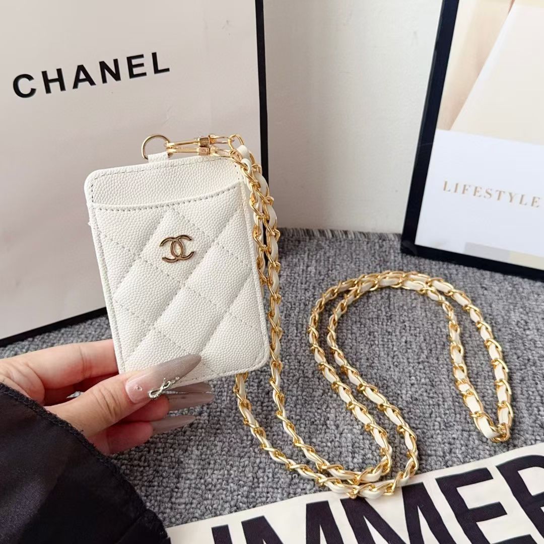 Chanel Quilted Mini Crossbody Card Holder with Chain Strap