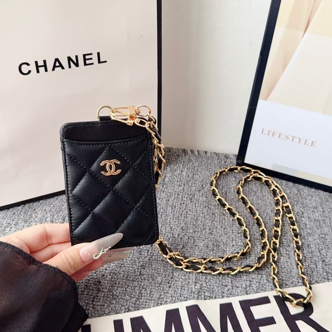 Chanel Quilted Mini Crossbody Card Holder with Chain Strap