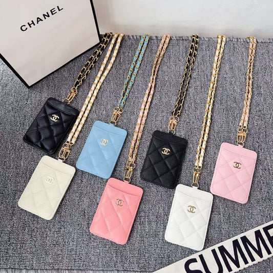 Chanel Quilted Mini Crossbody Card Holder with Chain Strap