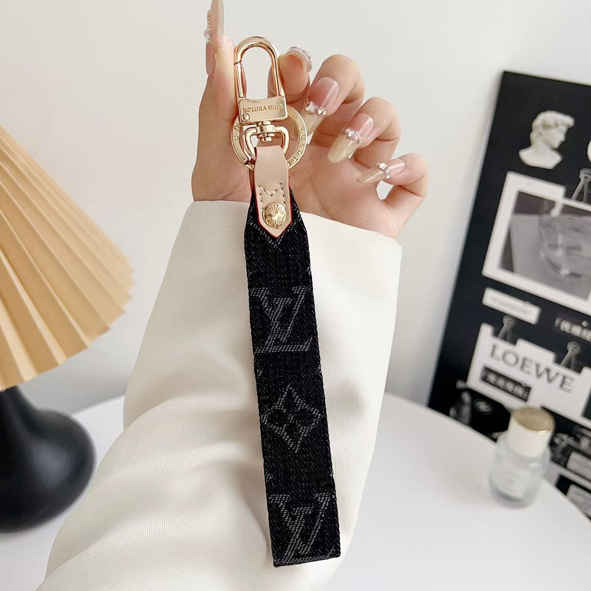 Louis Vuitton Monogram Wristlet Keychain with Gold-Tone Swivel Clip