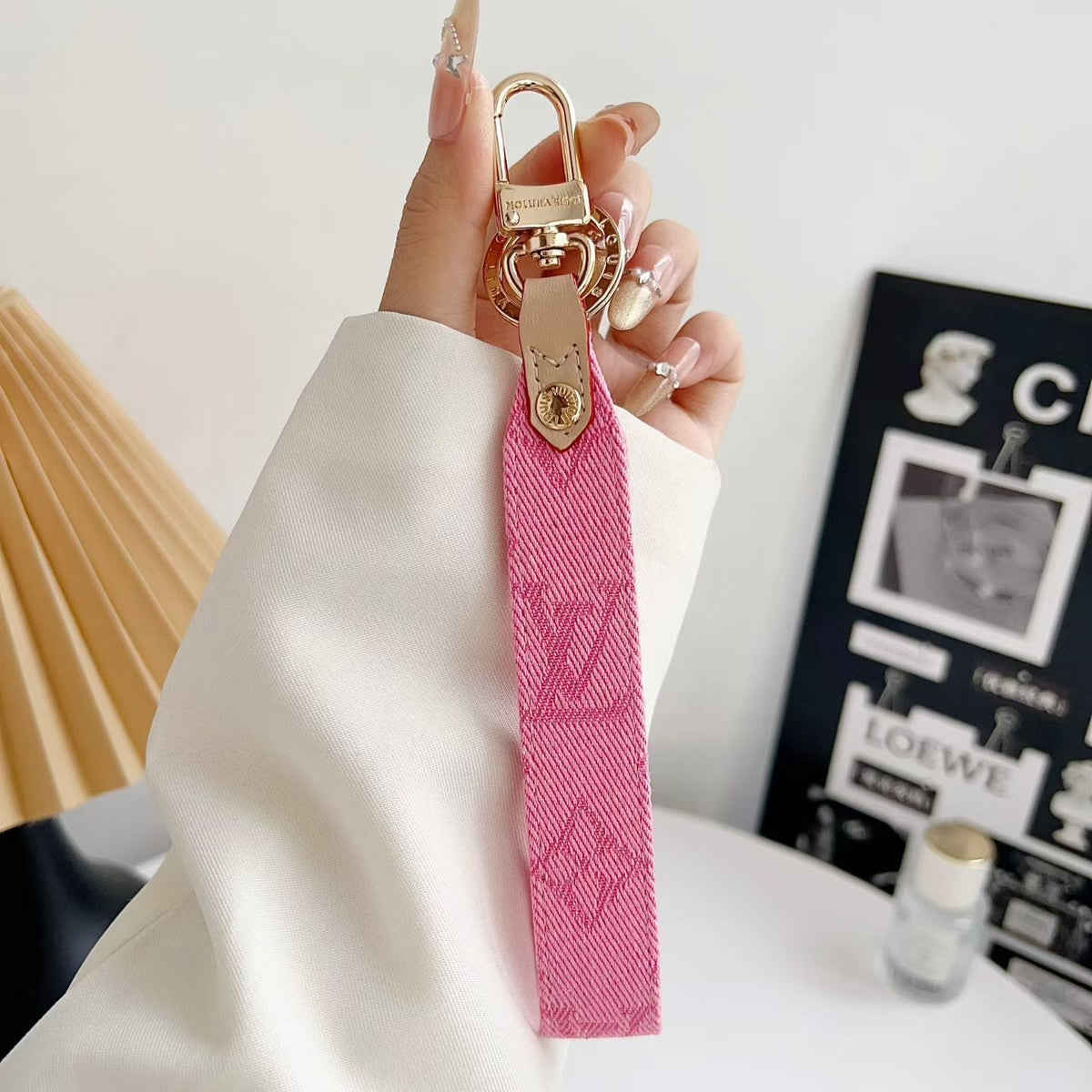 Louis Vuitton Monogram Wristlet Keychain with Gold-Tone Swivel Clip
