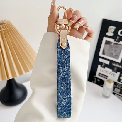 Louis Vuitton Monogram Wristlet Keychain with Gold-Tone Swivel Clip