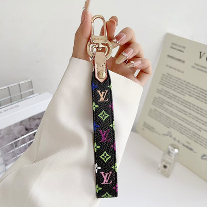 Louis Vuitton Monogram Wristlet Keychain with Gold-Tone Swivel Clip