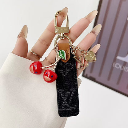 Louis Vuitton Cherry Charm Wristlet Keychain with Gold-Tone Clip