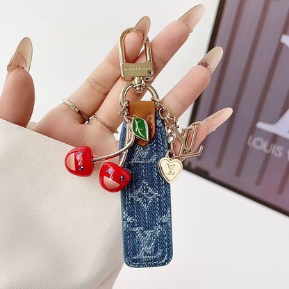 Louis Vuitton Cherry Charm Wristlet Keychain with Gold-Tone Clip
