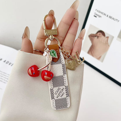 Louis Vuitton Cherry Charm Wristlet Keychain with Gold-Tone Clip