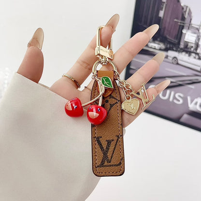 Louis Vuitton Cherry Charm Wristlet Keychain with Gold-Tone Clip