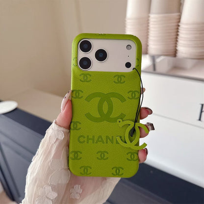 Chanel Embossed CC Leather-Style iPhone Case with Logo Charm – iPhone 13 to 17 Pro Max