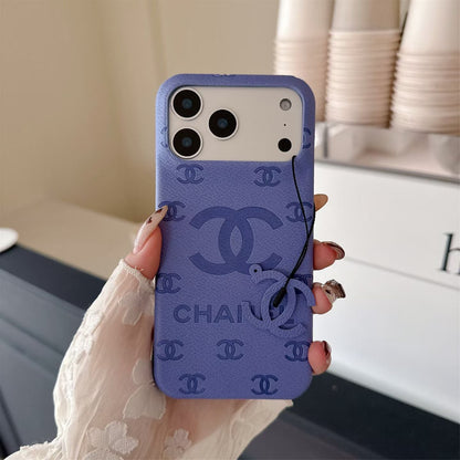 Chanel Embossed CC Leather-Style iPhone Case with Logo Charm – iPhone 13 to 17 Pro Max